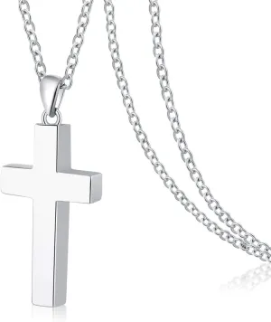 Cross Urn Necklace for ashes 925 Sterling Silver religious Cross Cremation Pendant Jewelry Faith Hope Love Gifts for Men