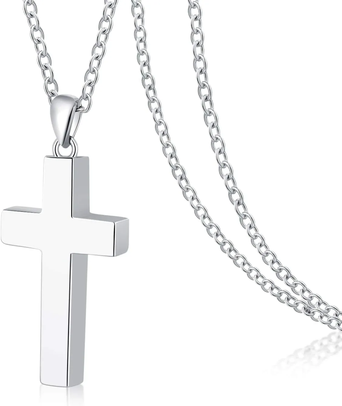 Cross Urn Necklace for ashes 925 Sterling Silver religious Cross Cremation Pendant Jewelry Faith Hope Love Gifts for Men