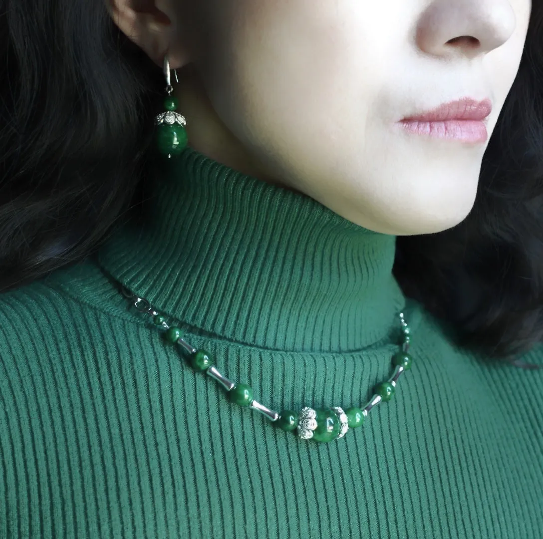 Elf Forest Jadeite Statement Necklace