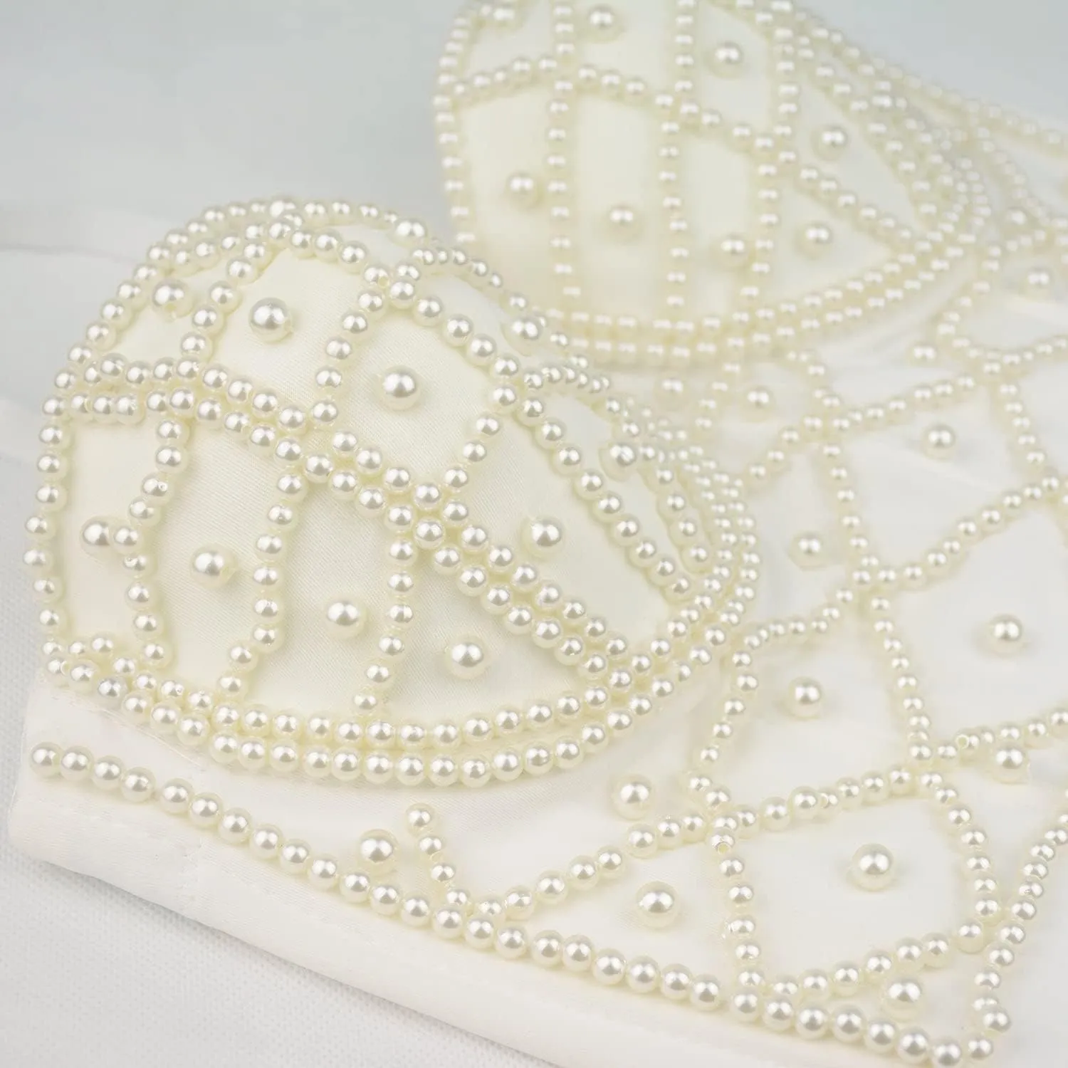 ELLACCI Sexy Pearls Beaded Bustier Corset Crop Top Club Party Cage Bra