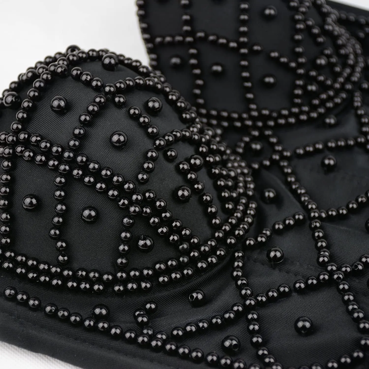 ELLACCI Sexy Pearls Beaded Bustier Corset Crop Top Club Party Cage Bra