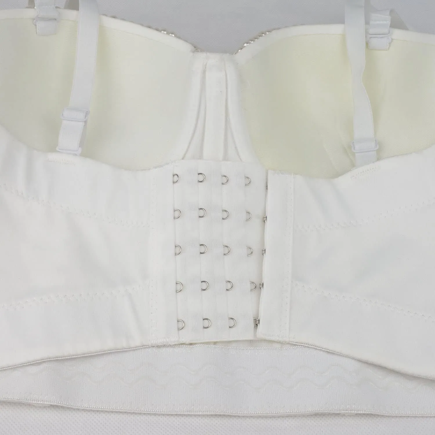 ELLACCI Sexy Pearls Beaded Bustier Corset Crop Top Club Party Cage Bra