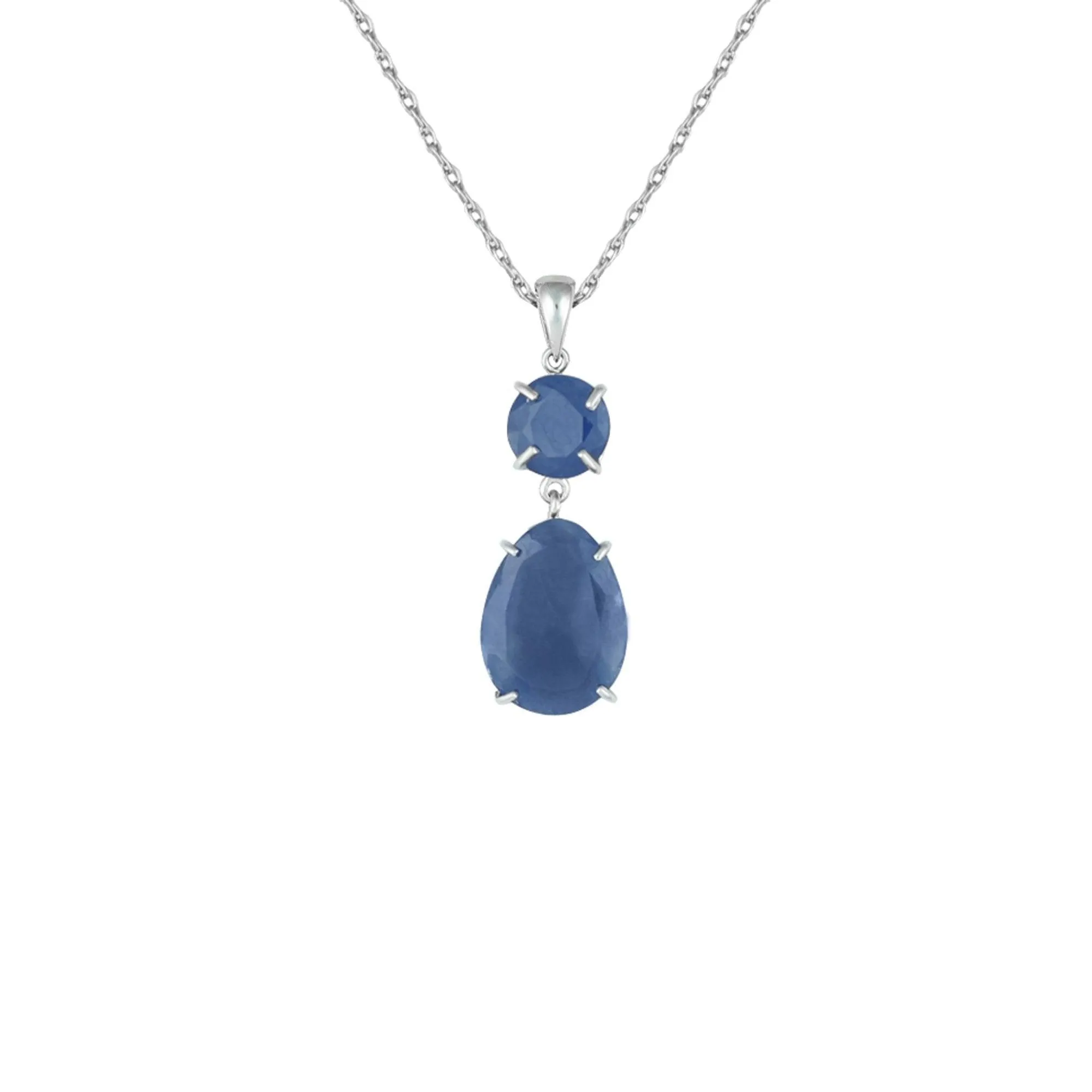 Genuine Rough Cut Sapphire Drop Fashion Pendant in Silver