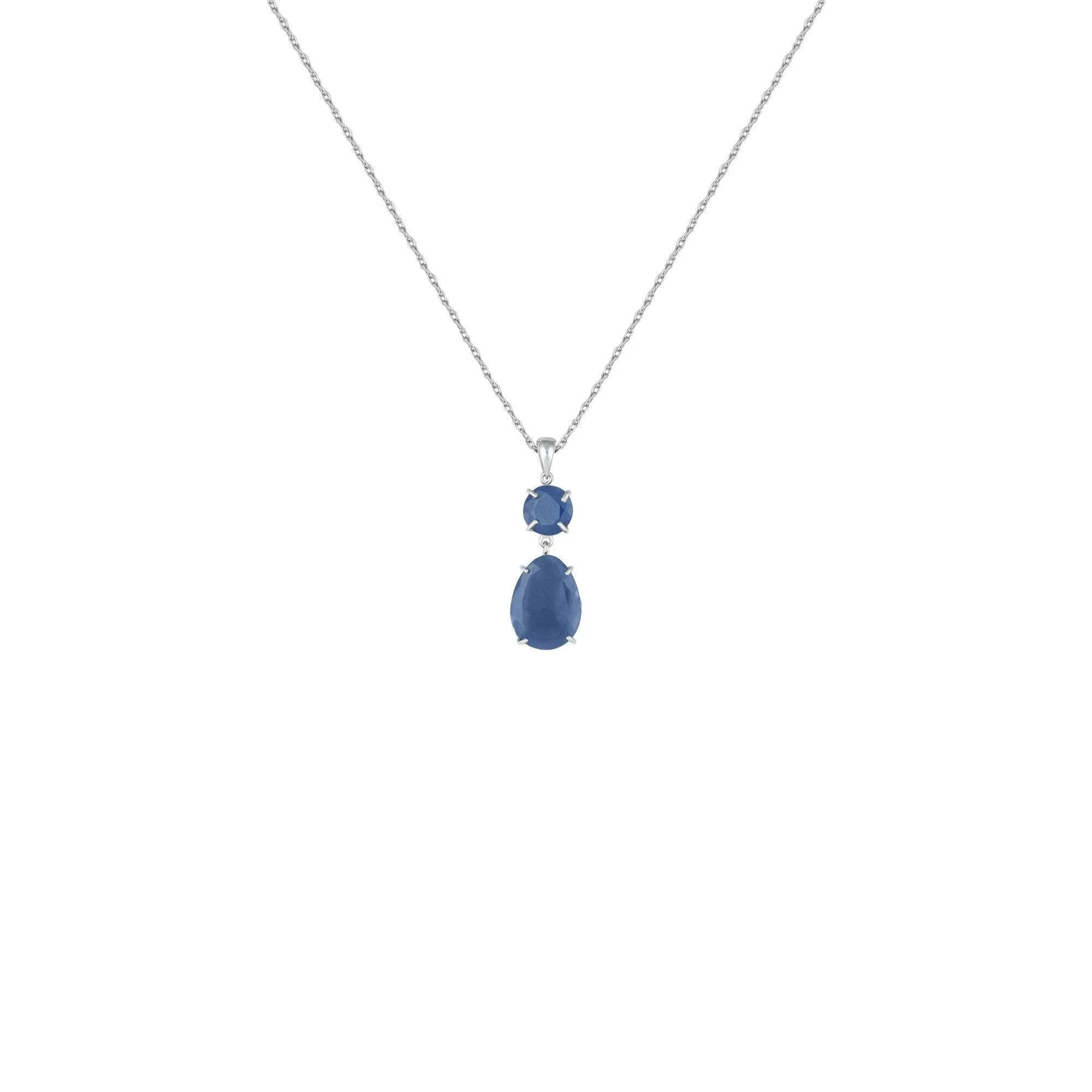 Genuine Rough Cut Sapphire Drop Fashion Pendant in Silver