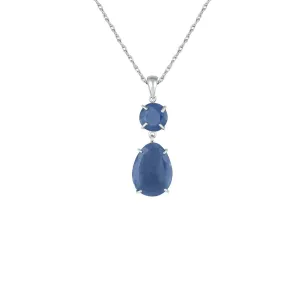 Genuine Rough Cut Sapphire Drop Fashion Pendant in Silver