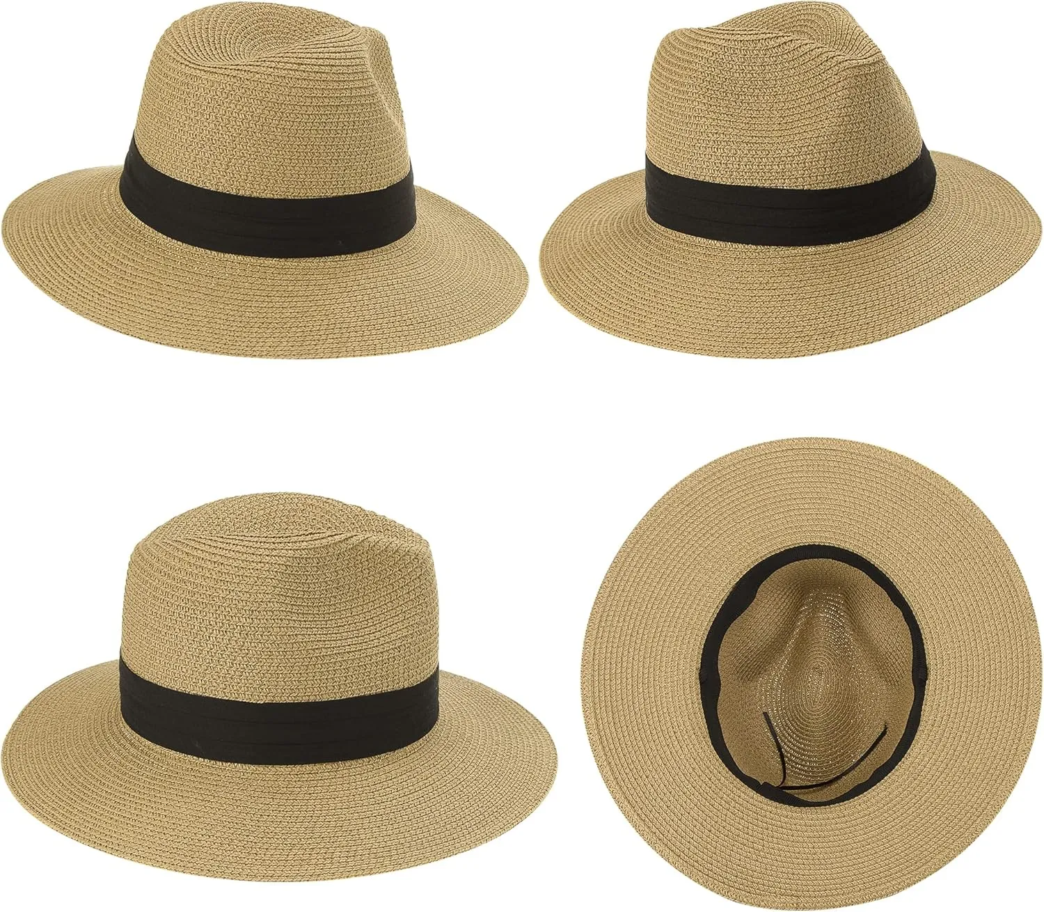 Girls Panama Wide-Brim Floppy Straw Sun-Hat Roll up Foldable Fedora Hat Summer Beach(2 Sizes:5 to9 Years;9 to 19Years)