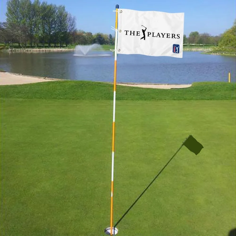 Golf Players Golf Pin PGA Flag Practic Putting Green Golf Flag For Backyard Garden Double-Sewn 600D Nylon Miniature Pin Flag (white 20"x13" Grommet)