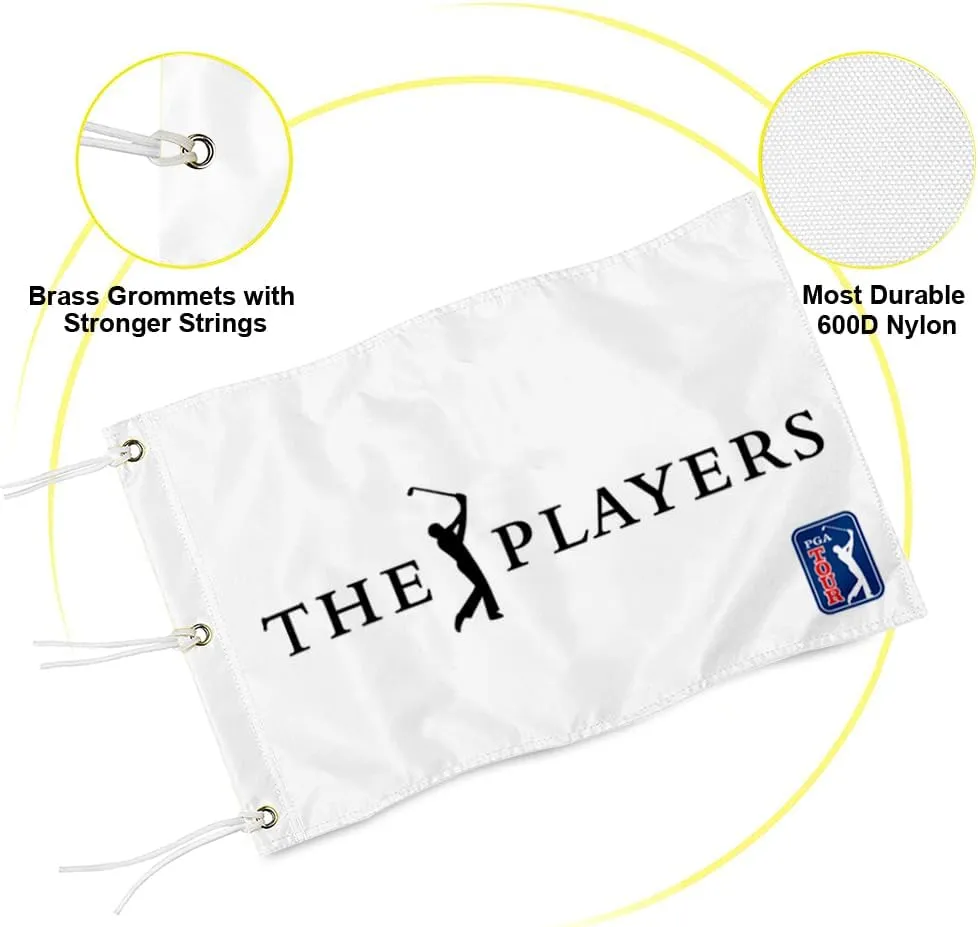 Golf Players Golf Pin PGA Flag Practic Putting Green Golf Flag For Backyard Garden Double-Sewn 600D Nylon Miniature Pin Flag (white 20"x13" Grommet)