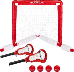 GoSports Lacrosse Floating Pool Goal Set - Includes Water Goal, 2 Sticks and 4 Soft Balls, Red