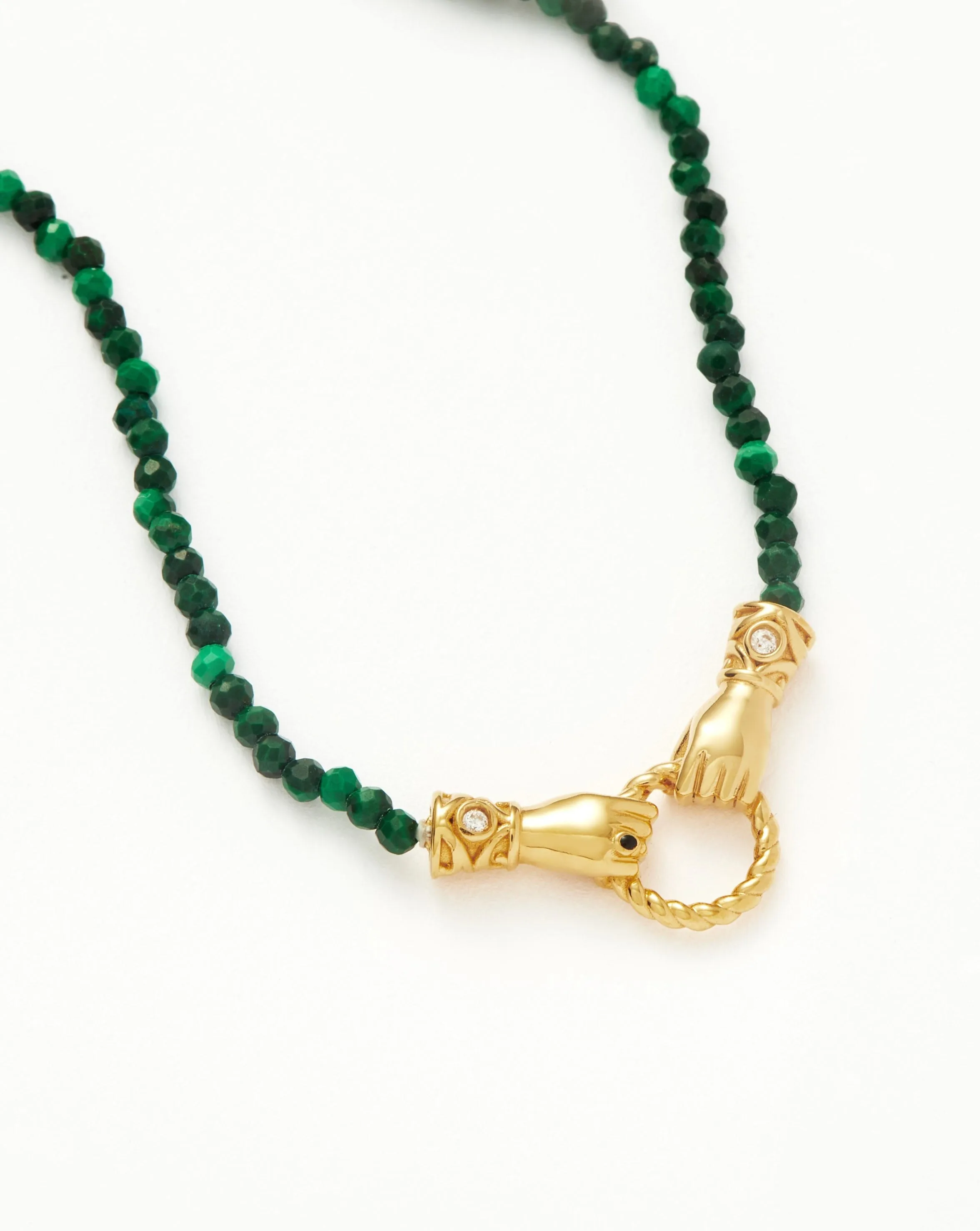 Harris Reed In Good Hands Mini Beaded Gemstone Necklace | 18k Gold Plated/Malachite