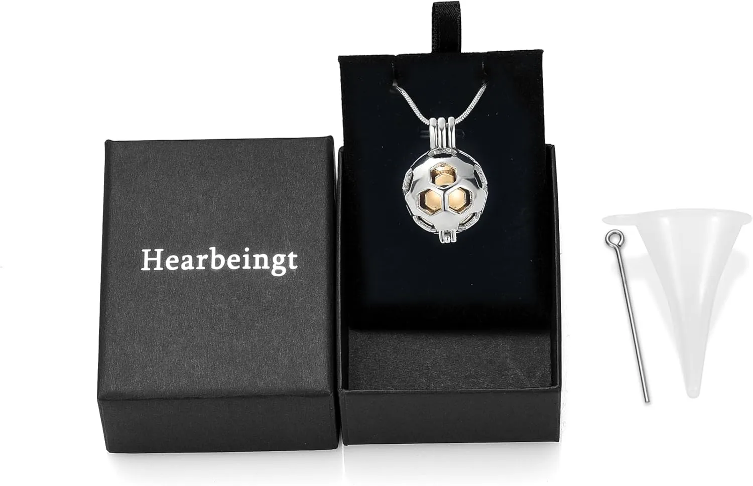 Hearbeingt Football Cremation Jewelry for Ashes Hollow Soccer Urn Necklace for Women for Men Memorial Urn Locket Ashes Pendant