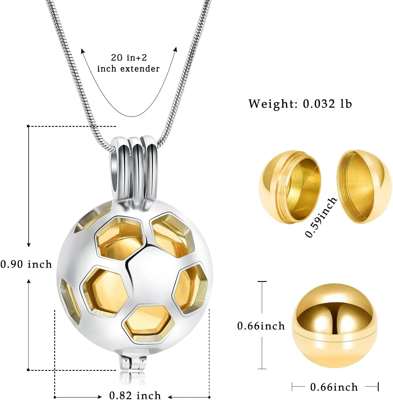 Hearbeingt Football Cremation Jewelry for Ashes Hollow Soccer Urn Necklace for Women for Men Memorial Urn Locket Ashes Pendant