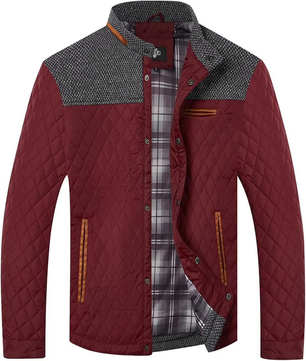 HOOD CREW Men??s Quilted Down Jacket Autumn Winter Coat Lightweight Business Causal Shirt Jacket