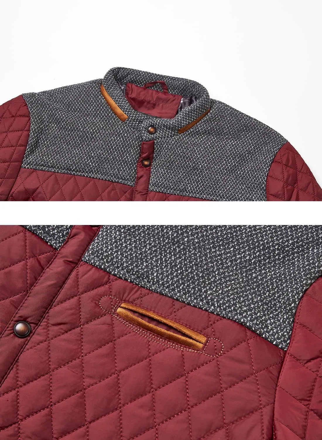 HOOD CREW Men??s Quilted Down Jacket Autumn Winter Coat Lightweight Business Causal Shirt Jacket