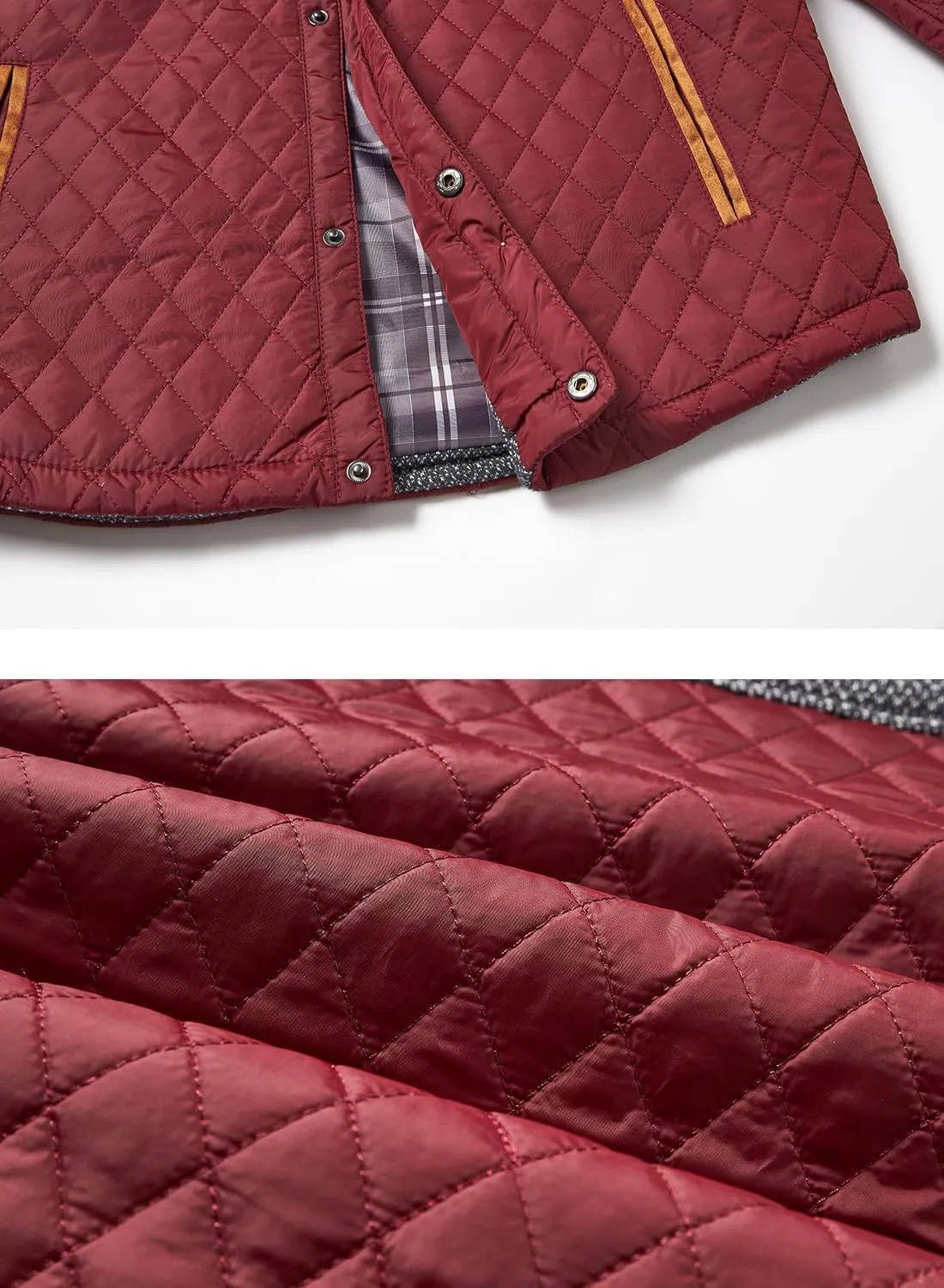 HOOD CREW Men??s Quilted Down Jacket Autumn Winter Coat Lightweight Business Causal Shirt Jacket