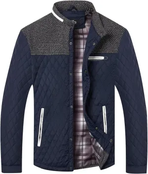 HOOD CREW Men??s Quilted Down Jacket Autumn Winter Coat Lightweight Business Causal Shirt Jacket