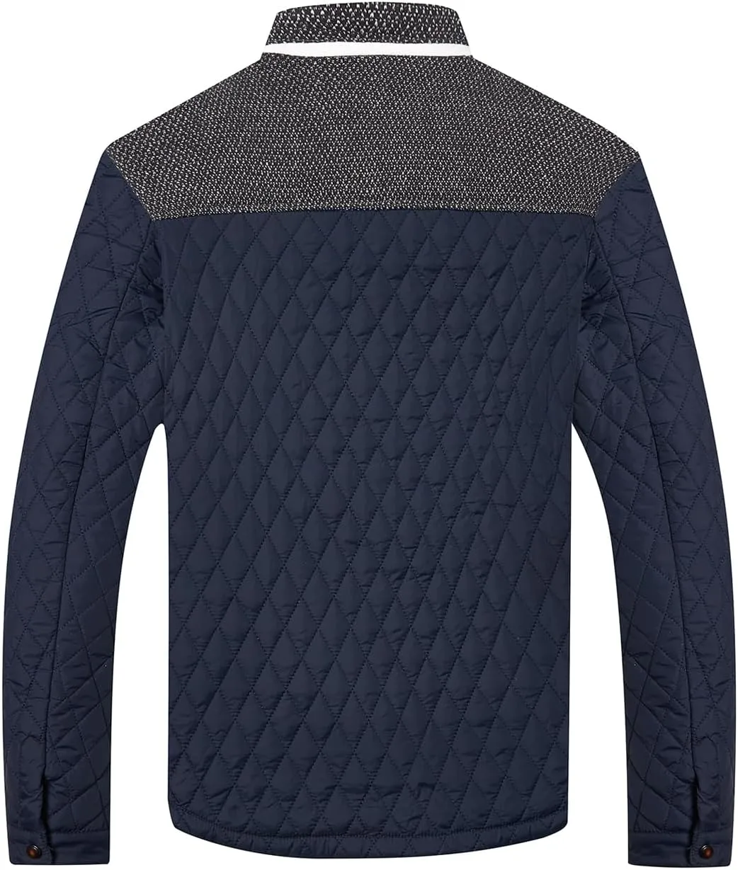 HOOD CREW Men??s Quilted Down Jacket Autumn Winter Coat Lightweight Business Causal Shirt Jacket