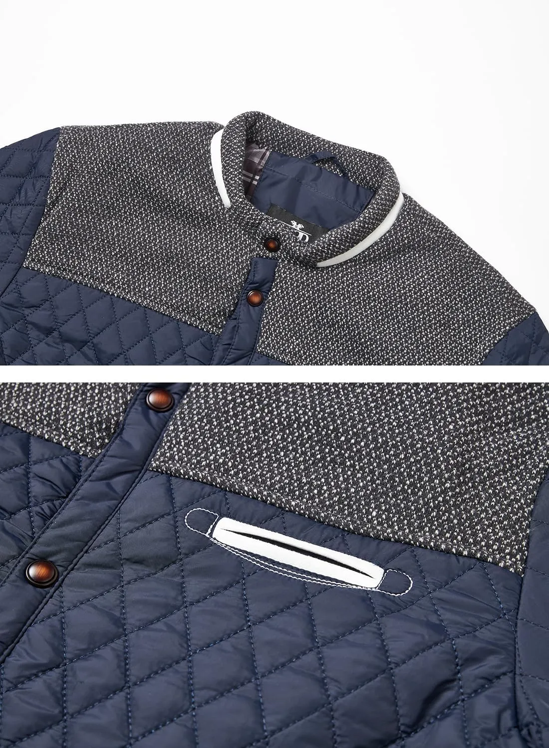 HOOD CREW Men??s Quilted Down Jacket Autumn Winter Coat Lightweight Business Causal Shirt Jacket