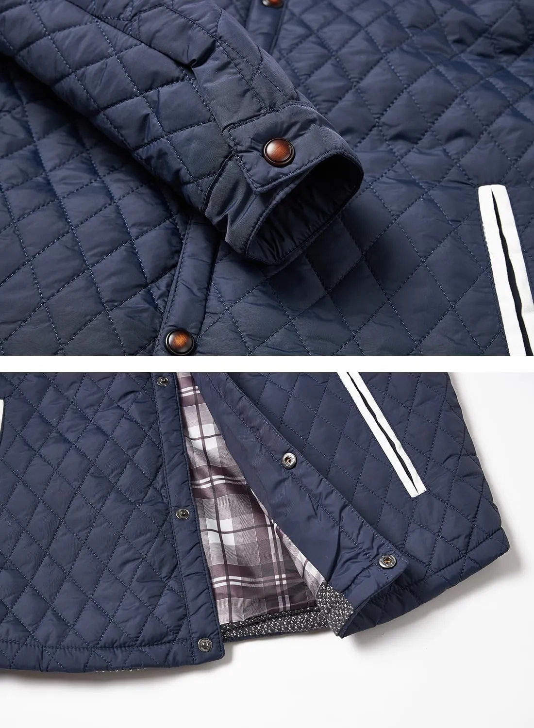 HOOD CREW Men??s Quilted Down Jacket Autumn Winter Coat Lightweight Business Causal Shirt Jacket