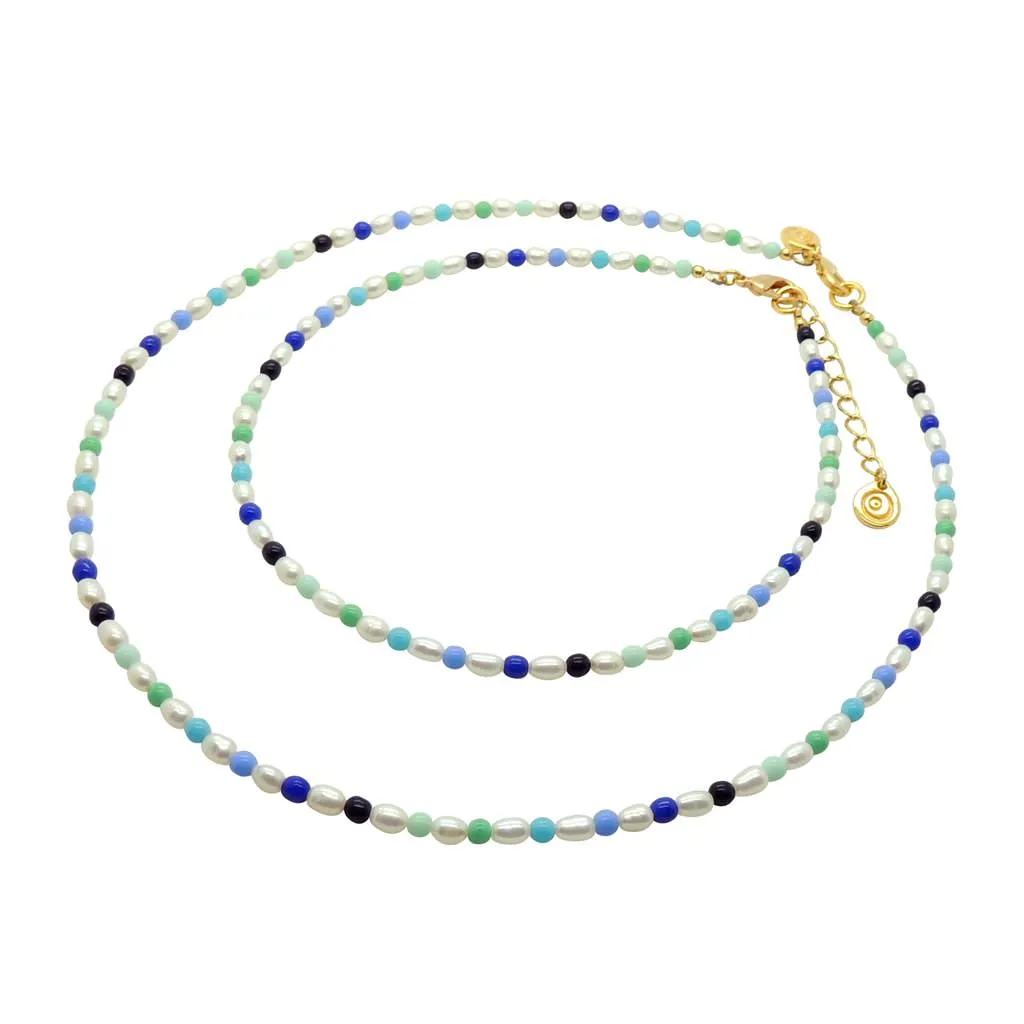 Ibiza Blue Freshwater Pearl Choker