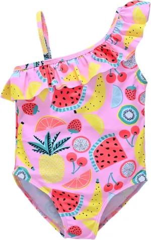 kavkas Baby Girl Swimsuit Cute One Piece Bathing Suit with Sun Protection Ruffles Swimwear (9M-6T)