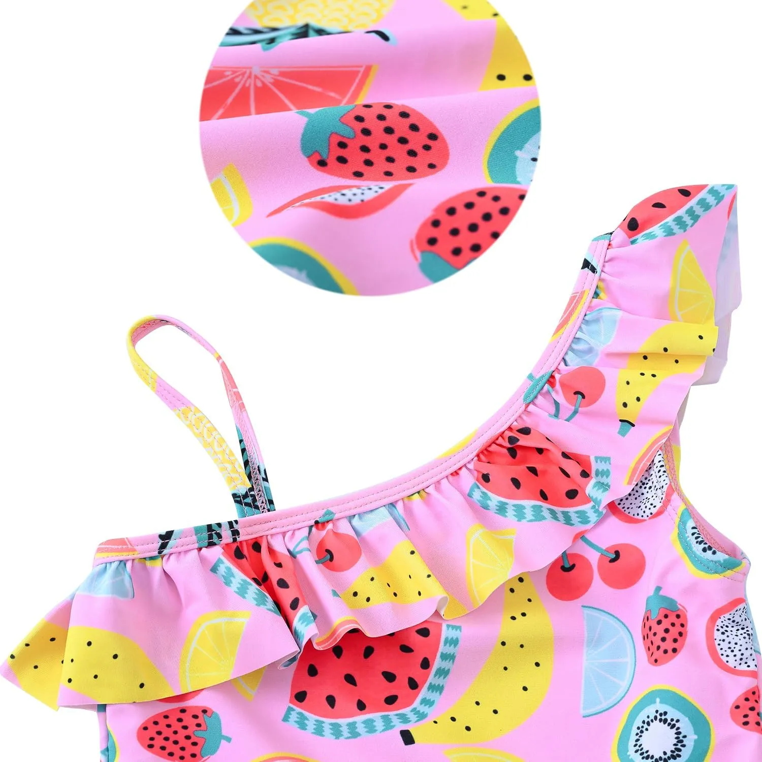 kavkas Baby Girl Swimsuit Cute One Piece Bathing Suit with Sun Protection Ruffles Swimwear (9M-6T)