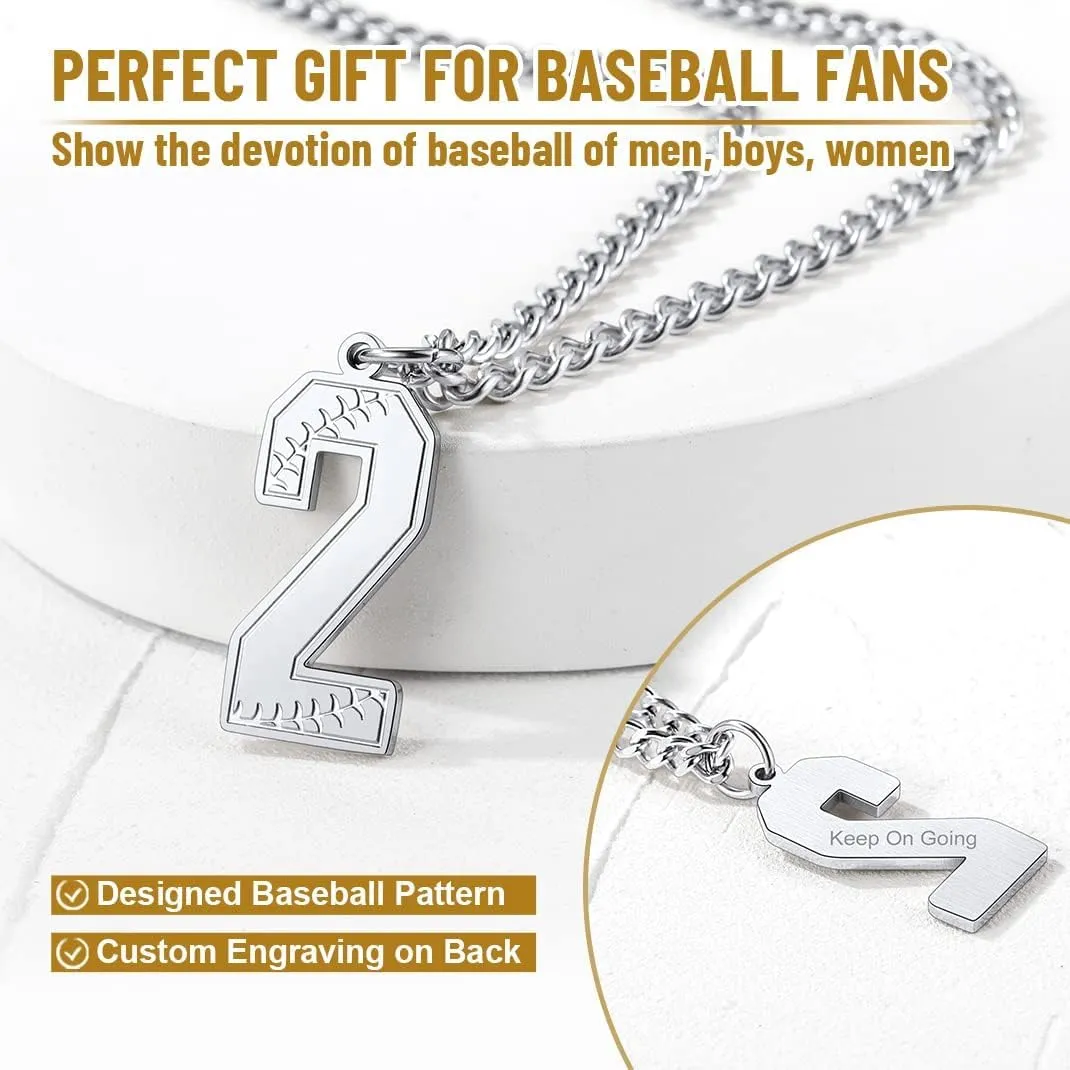 KeyStyle Baseball Number Necklace For Men Husband, Custom Youth Baseball Necklaces for Teens Personalized Pendant for Baseballs Fans