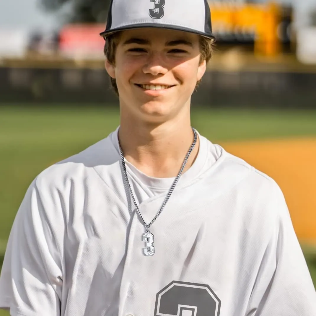 KeyStyle Baseball Number Necklace For Men Husband, Custom Youth Baseball Necklaces for Teens Personalized Pendant for Baseballs Fans