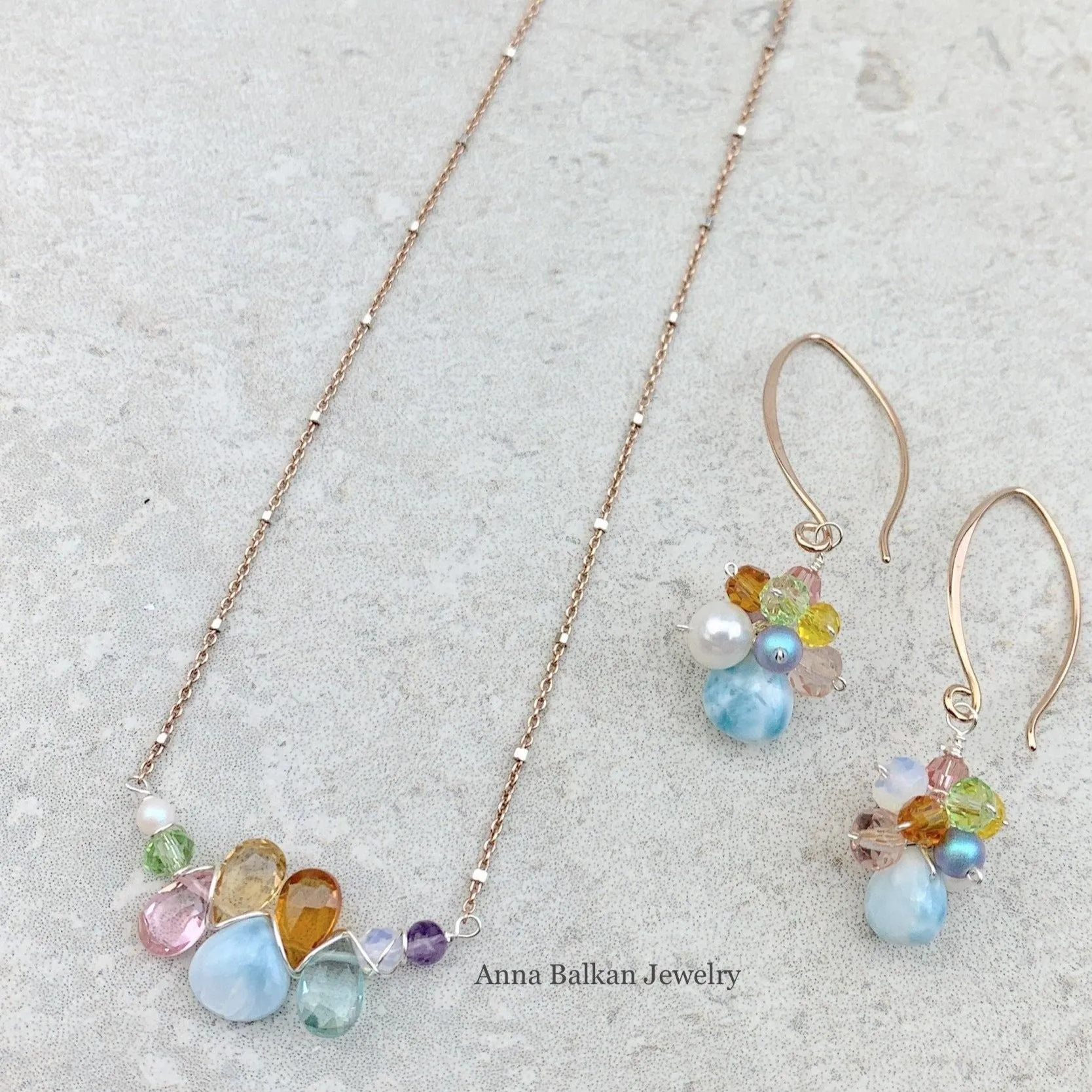 Limited Edition Colorful Larimar Mini Katie Necklace