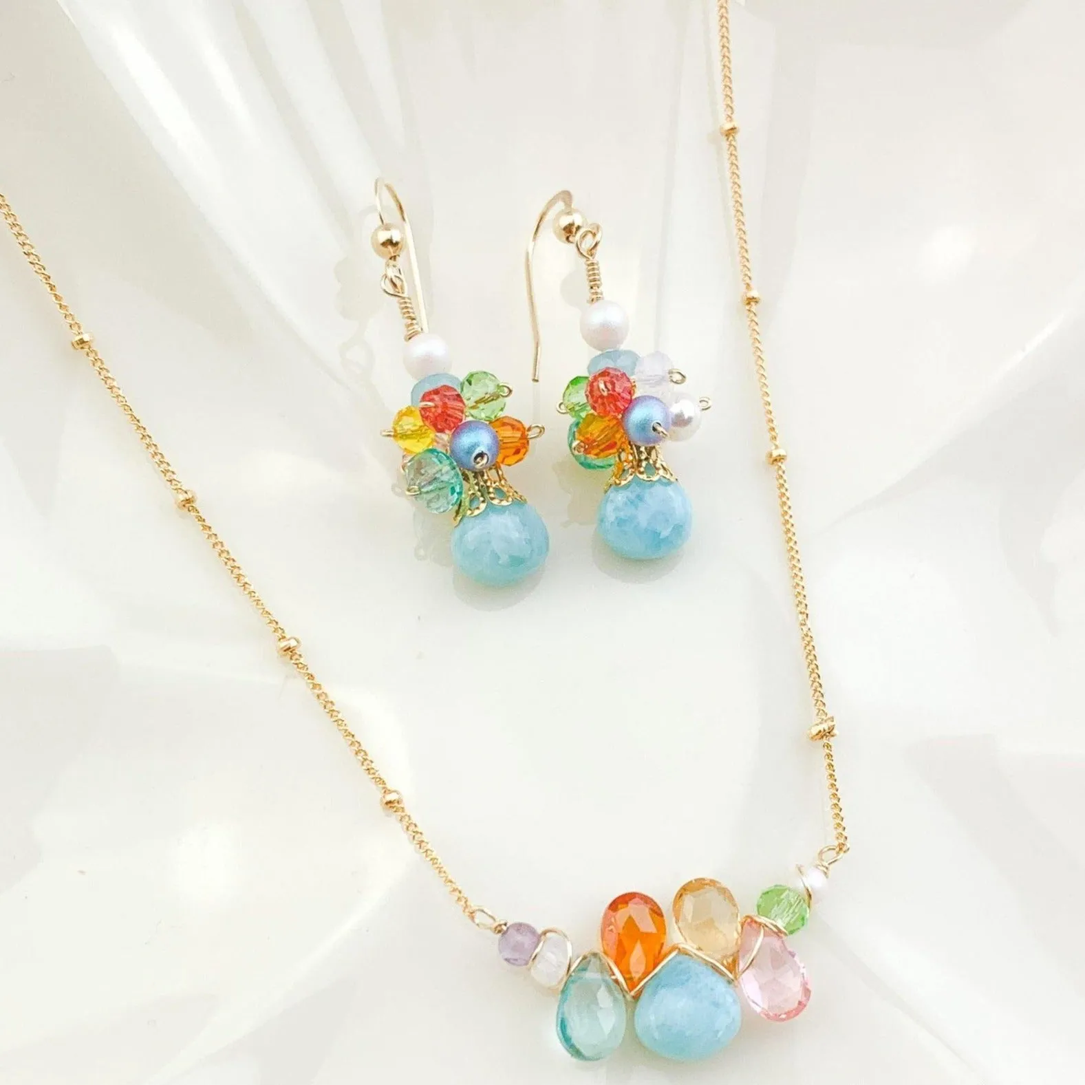 Limited Edition Colorful Larimar Mini Katie Necklace