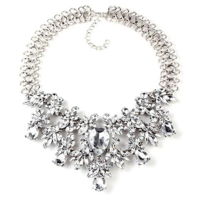 Luxury Statement Colorful Flower Boho Maxi Gem Necklace Gem