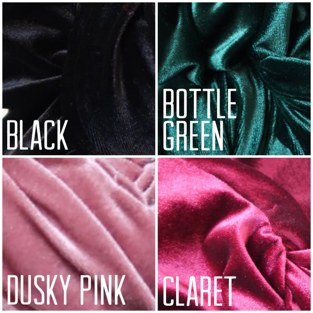Made To Order: ROSE KNOT Velvet Headband in 4 colours in black, claret, bottle green & dusky pink