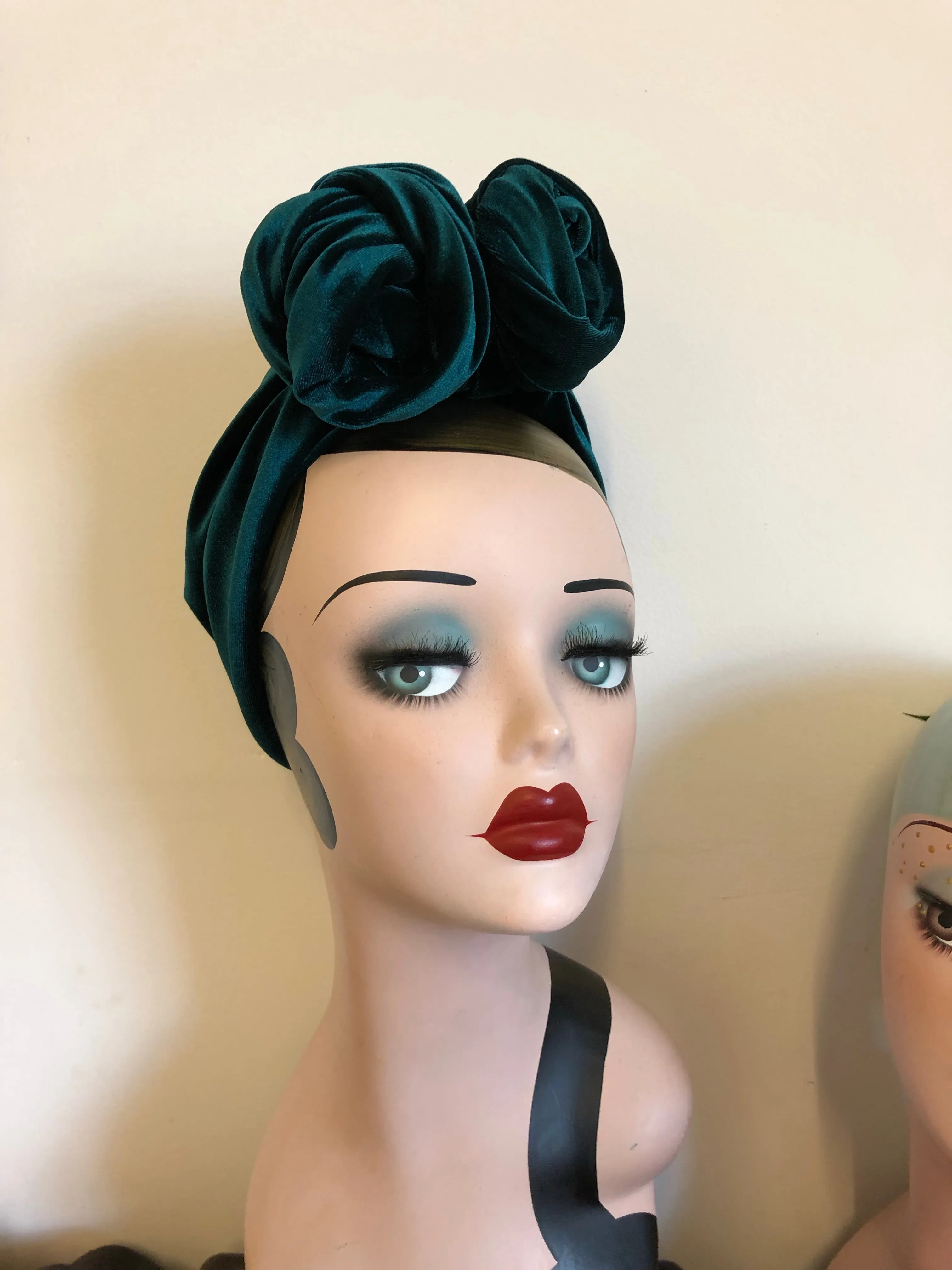 Made To Order: ROSE KNOT Velvet Headband in 4 colours in black, claret, bottle green & dusky pink