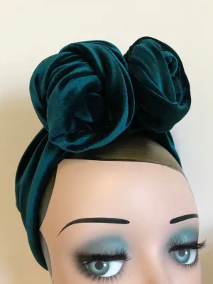 Made To Order: ROSE KNOT Velvet Headband in 4 colours in black, claret, bottle green & dusky pink