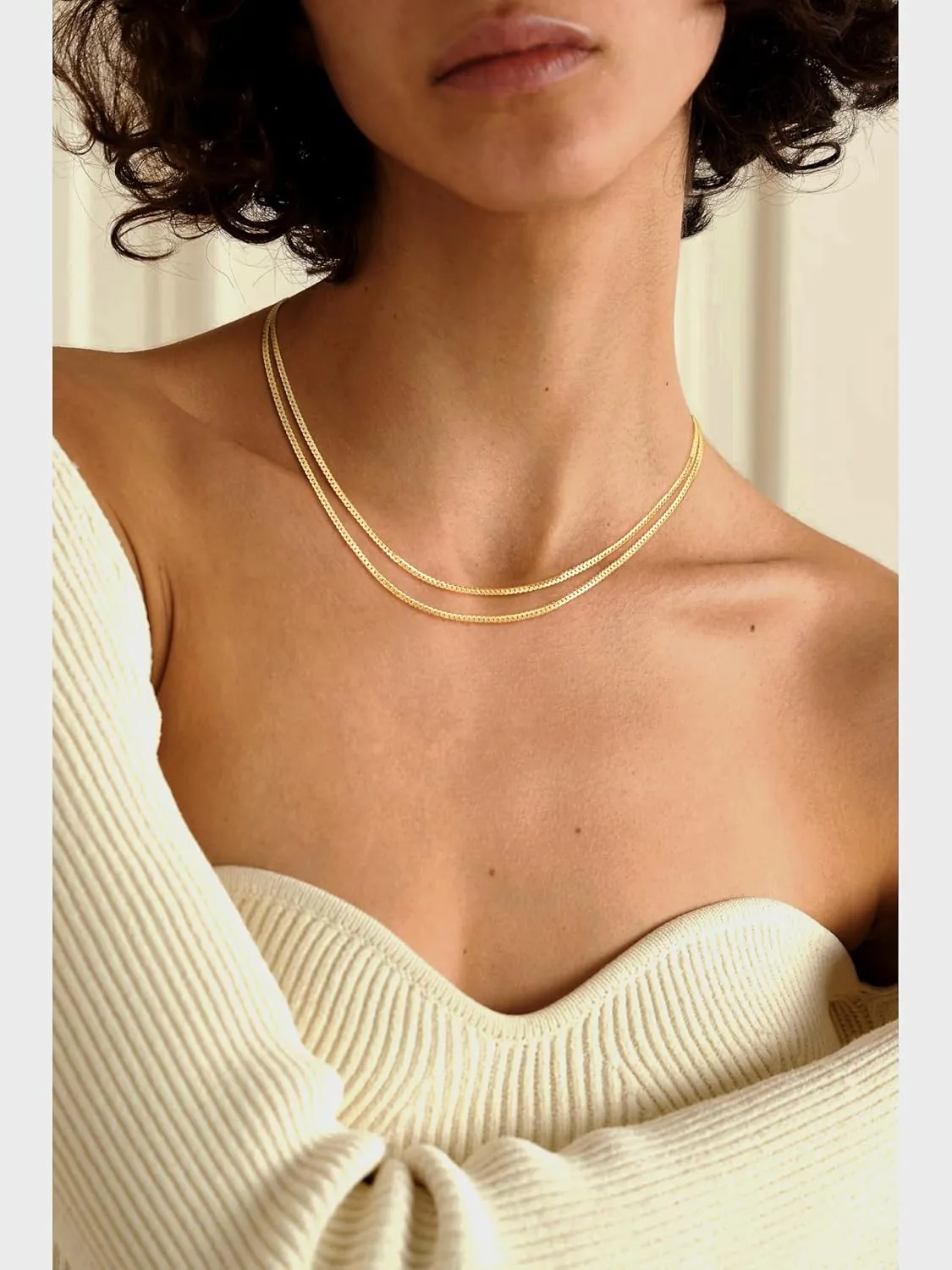 MBW Gold Layered Necklaces for Women Trendy, Dainty 14K Gold Plated Herringbone Chain Choker Necklaces Layered Simple Thin Snake Paperclip Chain Necklace Gold Jewelry Sets for Women Gifts