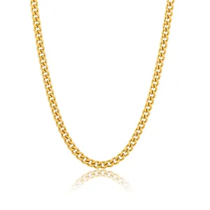 Men's Tarnish Resistant 14k Gold Plated 24" 5mm Cuban Curb Chain