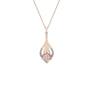 Morganite and Diamond Fashion Pendant in 10k Rose Gold