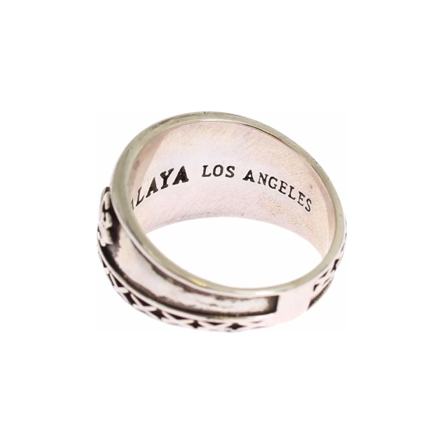 Nialaya Elegant Silver Band with Black Accents