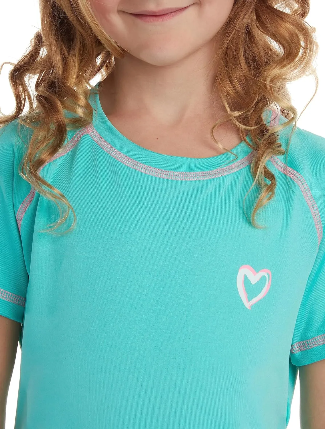Pink Platinum Girls Rashguard - UPF 50  Sun Protection Quick Dry Short Sleeve Swim Shirt Rash Guard for Girls (Sizes: 2T-16)