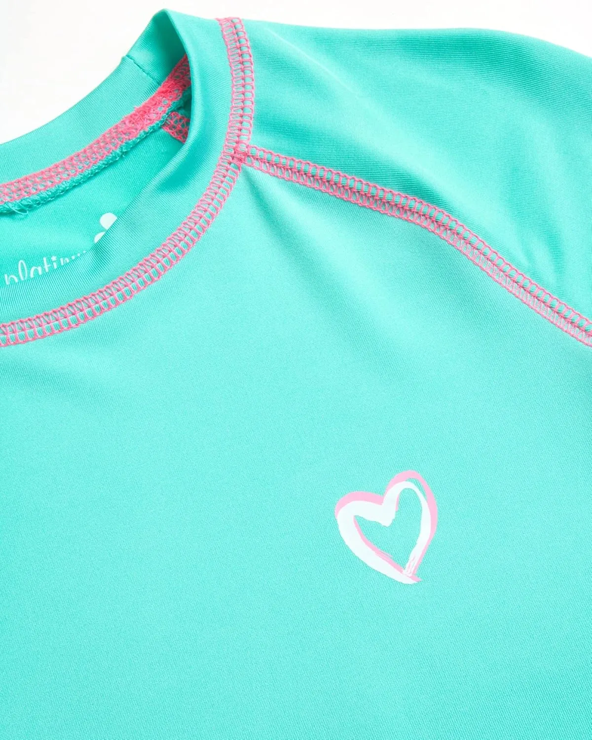 Pink Platinum Girls Rashguard - UPF 50  Sun Protection Quick Dry Short Sleeve Swim Shirt Rash Guard for Girls (Sizes: 2T-16)