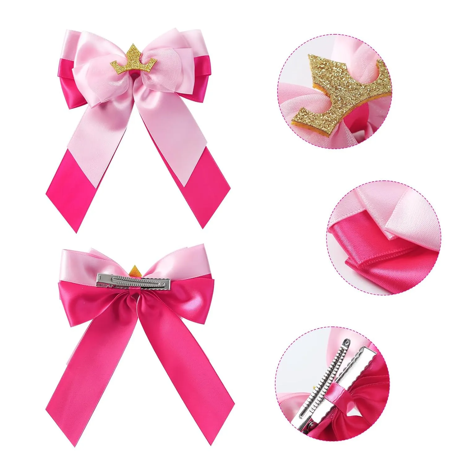 Princess Hair Bows Clips for Girls Women Halloween Costume Dress Up Accessories 5Inch 1Pcs