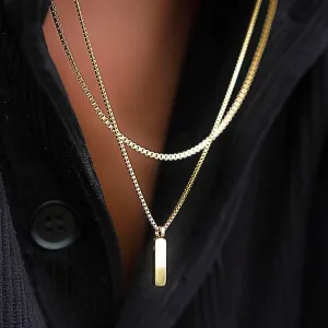 QueenBee 14K White Pendant Box for Him, Fashionable Waterproof Minimalist Accessory for Men, Hypoallergenic, Non-Fading, Birthday, Father??s Day, Valentine??s Day.