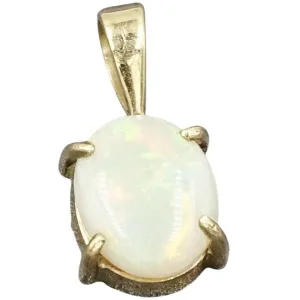 "Valentine's Sparkle: Pre-Loved 10ct Yellow Gold Opal Claw Set Pendant"