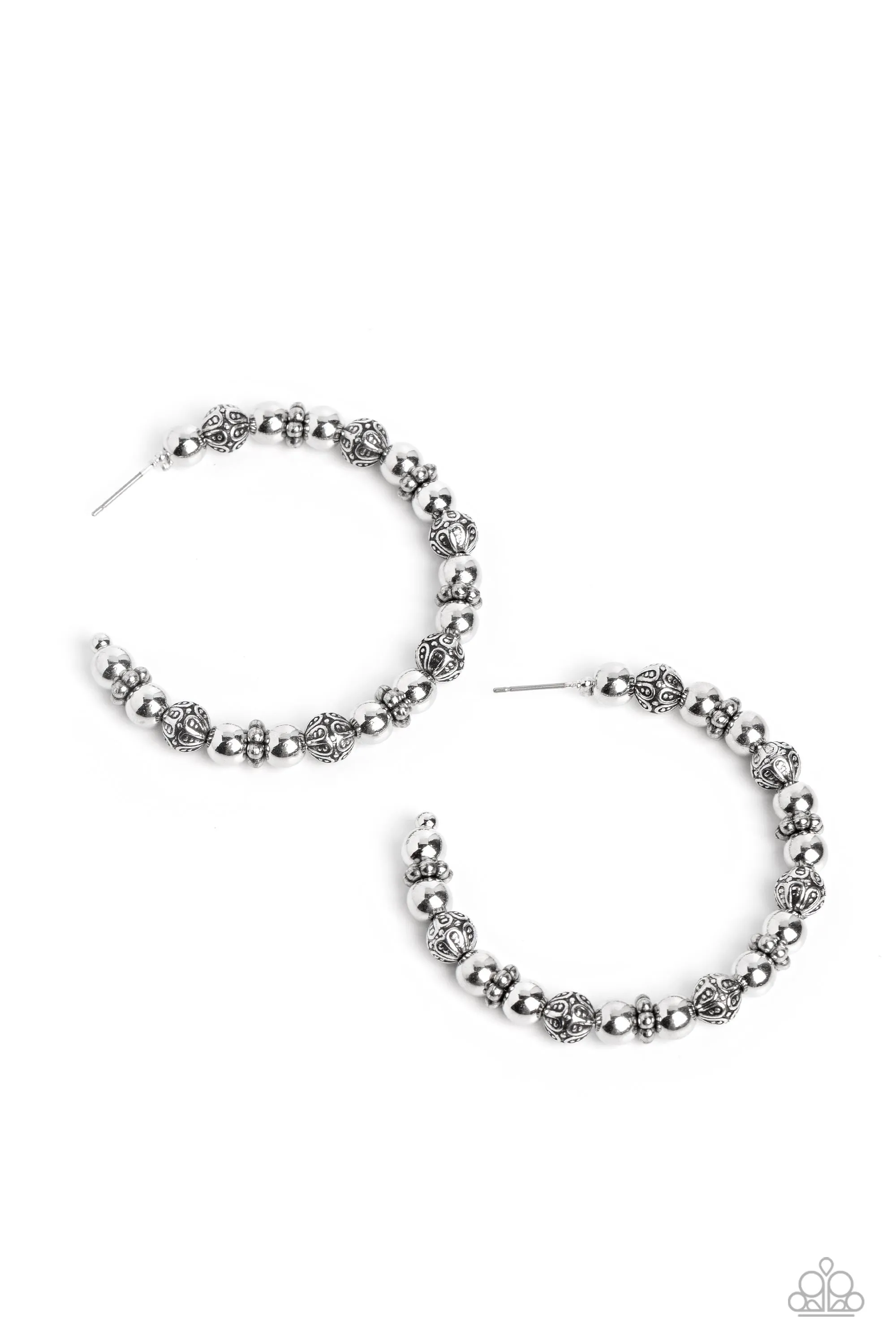 Rebuilt Ruins - Silver Hoop Earrings - Paparazzi Accessories