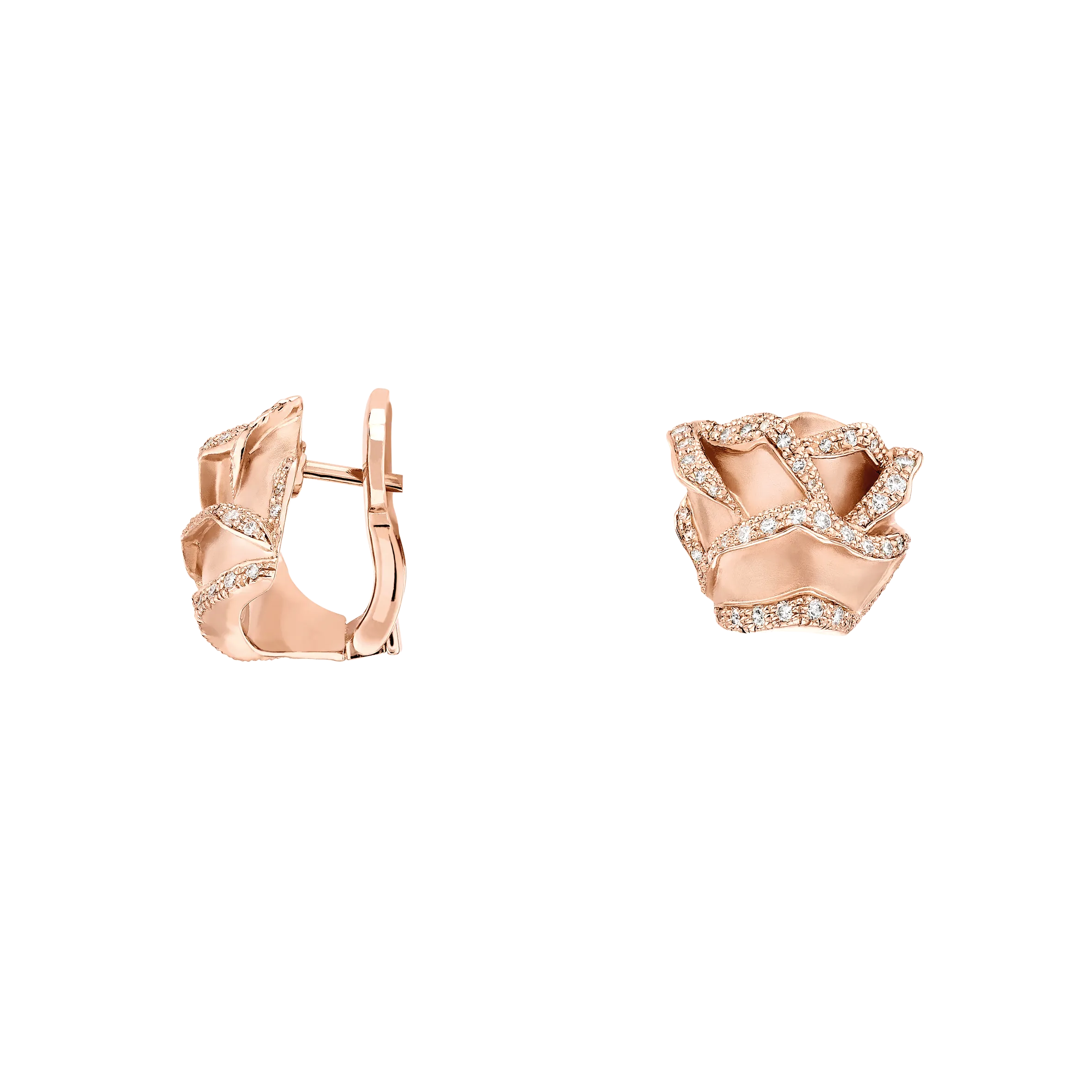 Rose of Hope - Satin Rose Gold Diamond Earrings