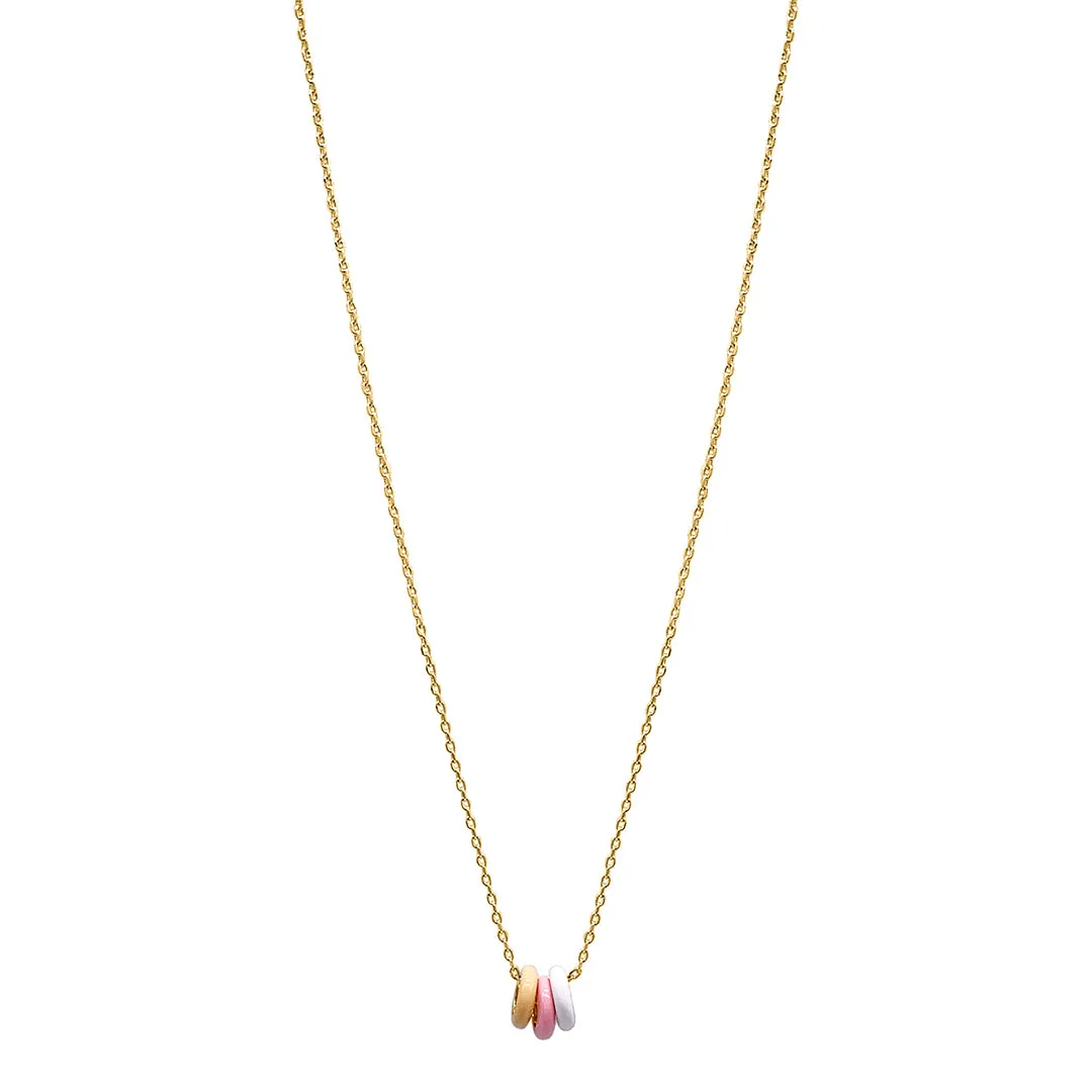 Sherbert Enamel Trio Ring Pendant Necklace gold