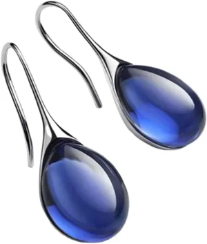 Silver Gold Plated Water Drop Style Crystal Stone Classic Plain Dangle Hoop Earrings