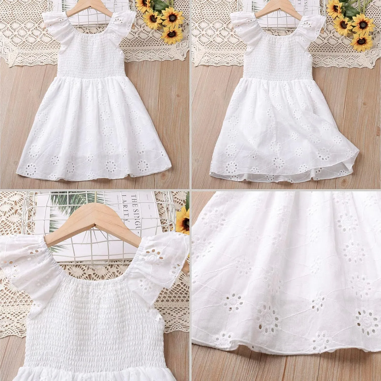 Simplee kids Baby Girl Dress Toddler Casual Dresses Summer Solid Color Floral Girl Clothes