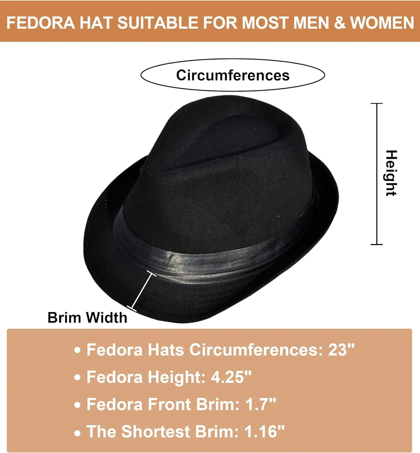 Unisex Classic Breathable Manhattan Fedora Hat