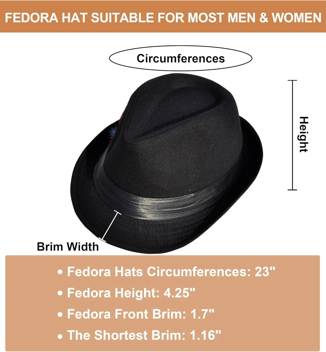 Unisex Classic Breathable Manhattan Fedora Hat